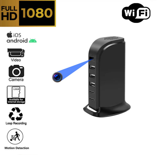 Estación de Carga con Cámara Oculta WiFi HD
